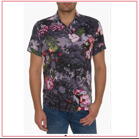 NWT Robert Graham Langham Floral Short Sleeve Button-Up Shirt - Picture 1 of 6